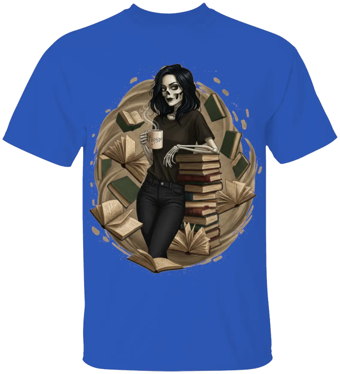 Skeleton Book Girl T-Shirt - Literary Fantasy