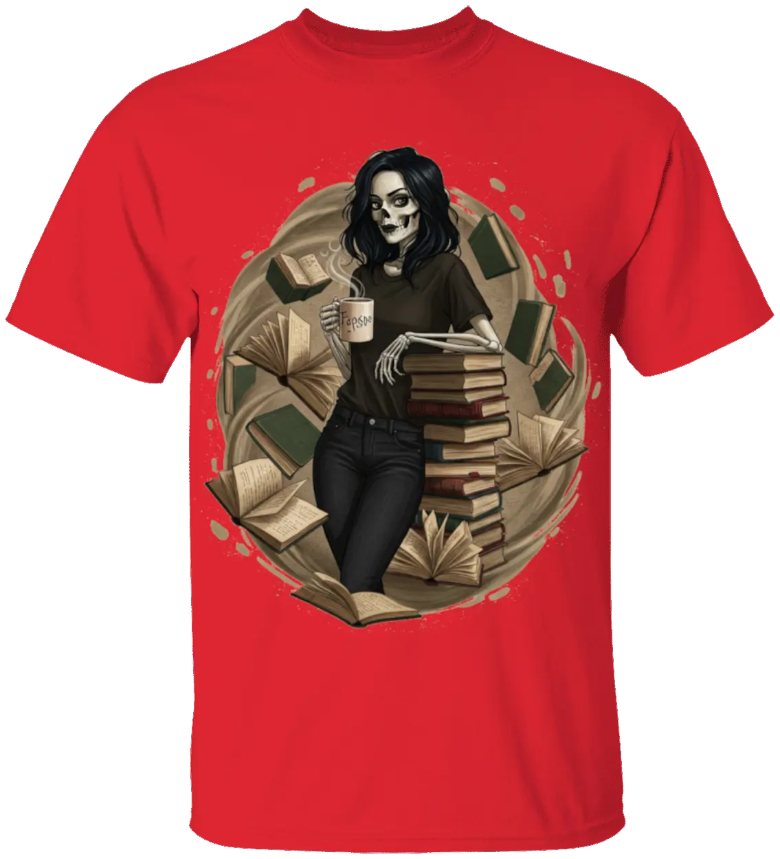 Skeleton Book Girl T-Shirt - Literary Fantasy