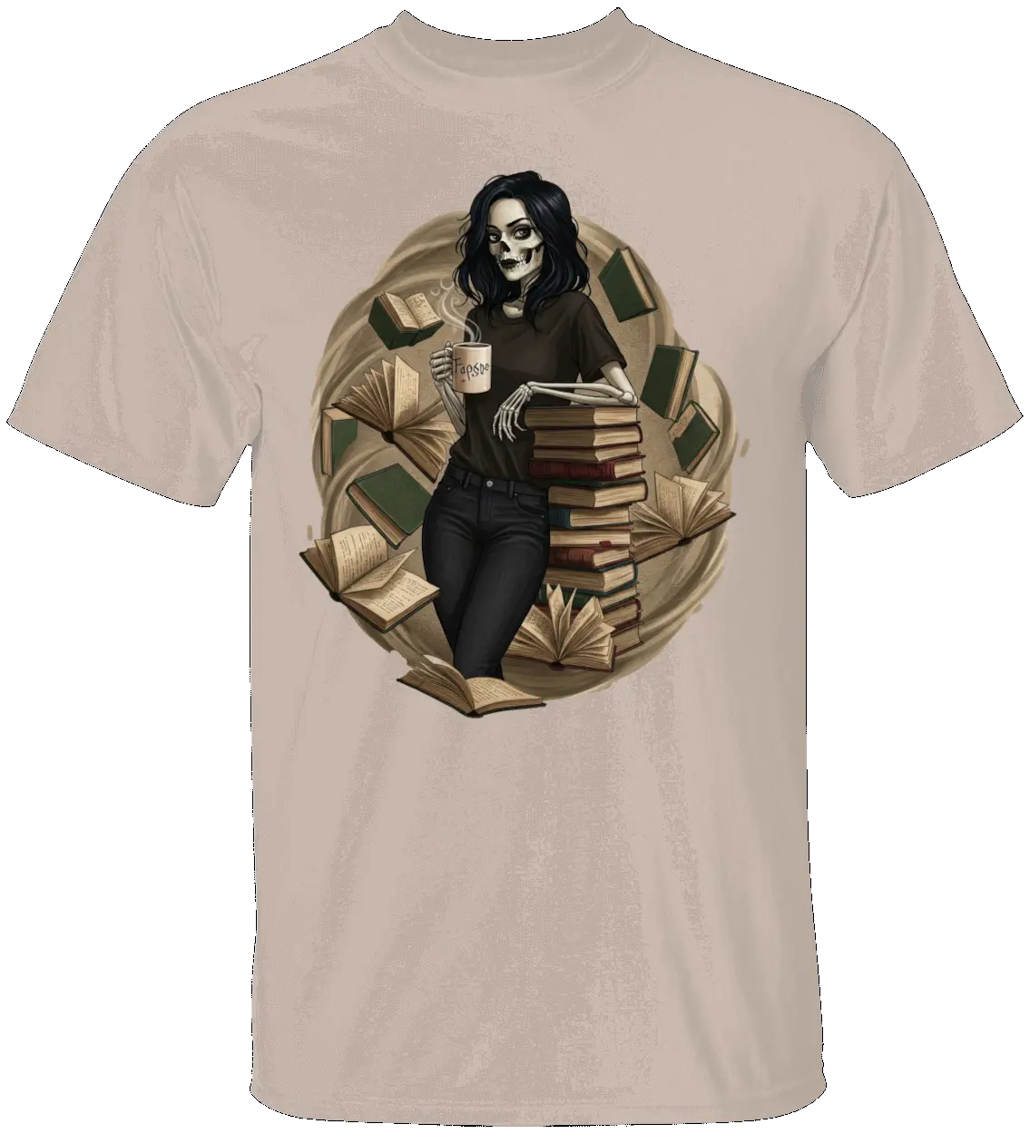 Skeleton Book Girl T-Shirt - Literary Fantasy