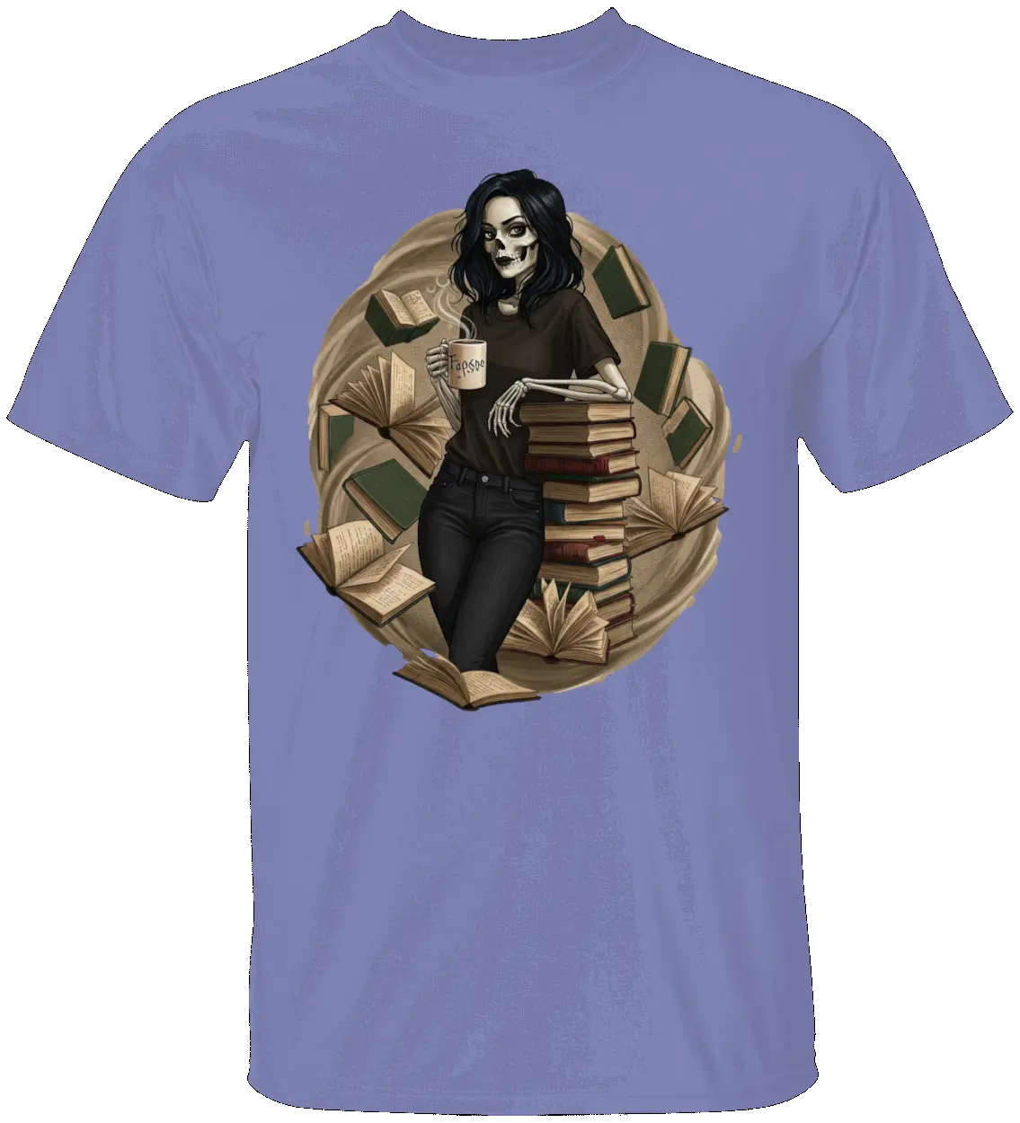 Skeleton Book Girl T-Shirt - Literary Fantasy