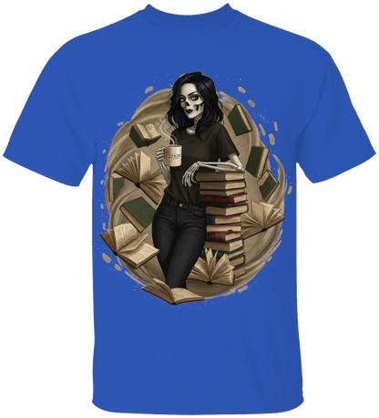 Skeleton Book Girl T-Shirt - Literary Fantasy
