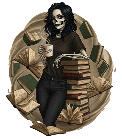 Skeleton Book Girl Hoodie - Literary Fantasy