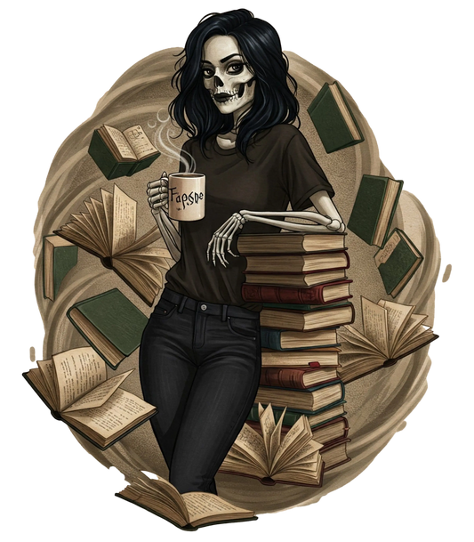 Skeleton Book Girl Hoodie - Literary Fantasy