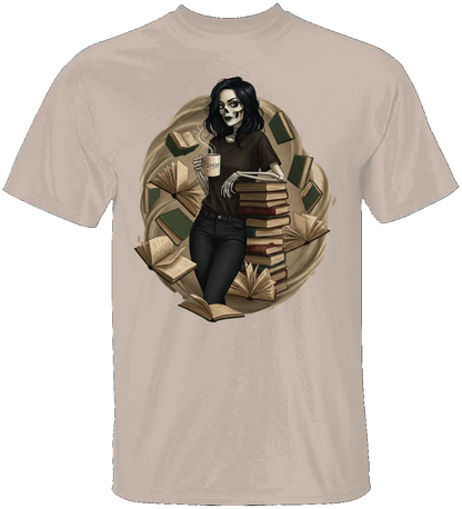Skeleton Book Girl T-Shirt - Literary Fantasy
