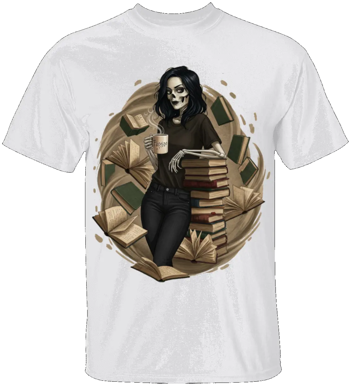 Skeleton Book Girl T-Shirt - Literary Fantasy