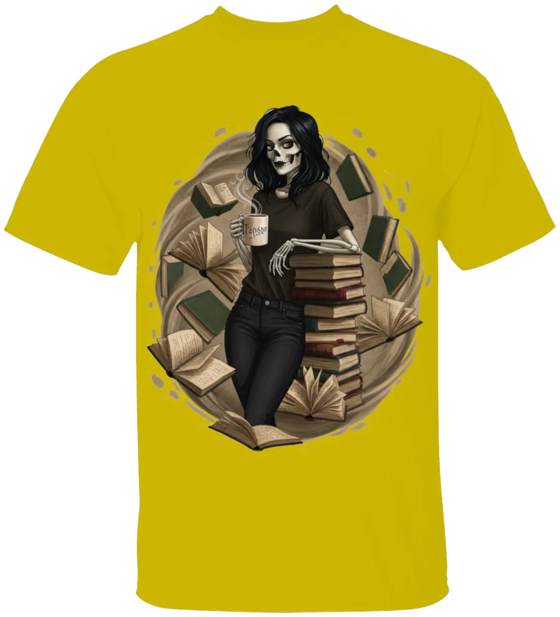 Skeleton Book Girl T-Shirt - Literary Fantasy